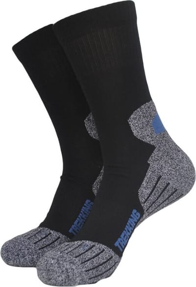 2-pack Wandelsokken - Maat 47-50 - Zwart - Thermo sokken - Naadloos - Coolmax - links/rechts - ( 2 paar )