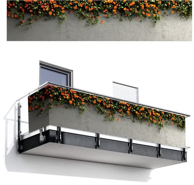 Balkonscherm 500x110 cm - Balkonposter Bloemen - Muur - Oranje - Balkon scherm decoratie - Balkonschermen - Balkondoek zonnescherm
