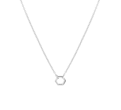 Zilver Gerhodineerde Collier zeshoek 0 1332373