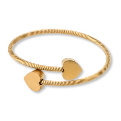 Marama - armband Gold Hearts - dames armband - stainless steel - gold plated - nikkelvrij - open armband - bangle - cadeau Valentijn