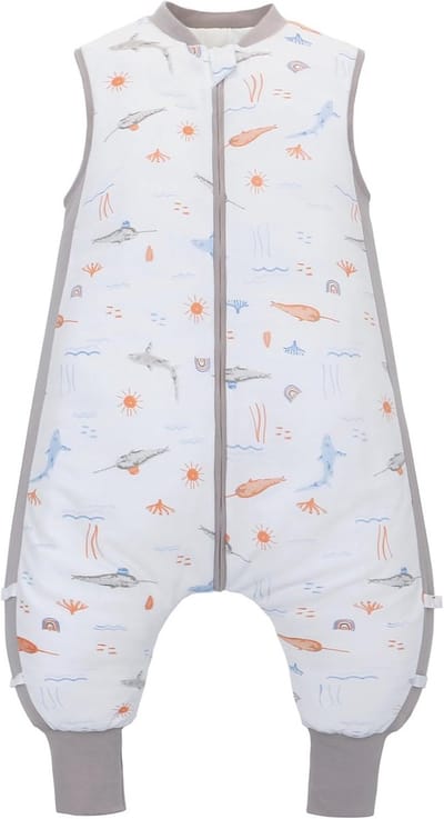 Slaapzak voor baby's met voeten, 2,5 TOG, mouwloos, ideaal voor overgangsperiode en winter