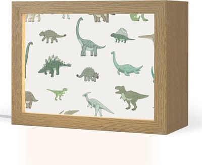 Nachtlampje 20x15 cm - Kinder lampje - Dino - Groen - Jongens - Dinosaurus - Blauw - Tafellamp kinderkamer - Slaapkamer lamp - Bedlamp kinderen - Kinderlampje stopcontact - Wandlamp babykamer - Nachtlampjes