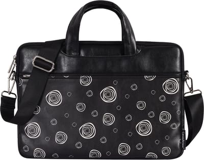 Luxe Laptophoes 13.3 Inch DG - Laptoptas met Schouderriem - Voor Dames & Heren - Laptop Sleeve met Handvat - Cosmic Circles Zwart