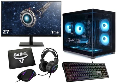 Complete Ryzen 5 High-End RTX 5050 8GB Game PC Setup met 27" Gaming Monitor, Toetsenbord, Muis en Headset - 500GB SSD - 16GB RAM - WiFi 6 - Bluetooth: 5.4 - Win11 PRO