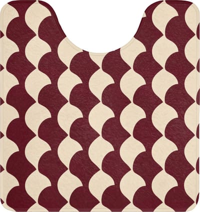WC mat met uitsparing 55x60 cm - Antislip - Rood - Tegelpatroon - Crème - Toiletmat met uitsnijding - Vloermat - Douchemat - Toilet tapijt - Toiletmatten