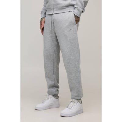 Tall Basic Bm Signature Regular Fit Joggingbroek | Grey Marl | Size Small