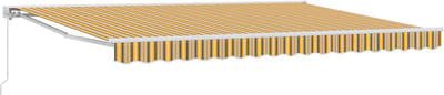 vidaXL - Handmatig - uitschuifbare - luifel - Geel, - Grijs - en - Wit - 4,5 - × - 3,5 - m
