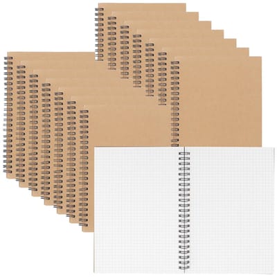 Dailygoods- Notitieboek A5 - 15 Stuks - Spiraalvormig - 120 Pagina's - Bruin - 5 mm Raster Papier - Notitieboekje