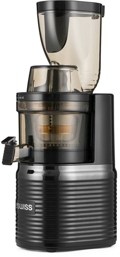 4SWISS Slow Juicer BM202, 200 W, 40 tpm, Reverse-functie, EasyClean, XXL-opening, Zwart