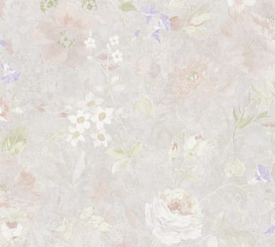 BLOEMEN BEHANG | Landhuis stijl - Meerkleurig Grijs - A.S. Création Natural Living D`eco