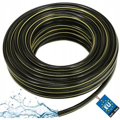 KOTARBAU® Tuinslang, PVC, 30 m, Zwart Geel, 1/2 Inch, Versterkte Tuinslang, Waterslang Voor Tuin, Flexibel Duurzaam, 4-Lagen, Bewateringsslang, Tuinbewateringsslang