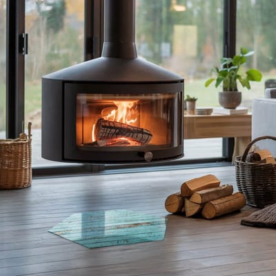 Coloray Vloerplaat Houtkachel - Vloerplaat voor Houtkachel - 40 cm x 34 cm - Vloerplaat Open Haard - Turkoois Vloerplaat Kachel - Vloerplaat Voor Kachel - Plaat voor Onder Kachel - Kachel Vloerplaat - Plaat Kachel