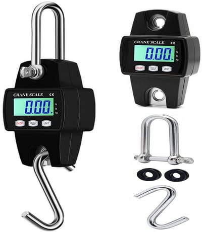 longziming -Digitale Kranwaage - Hangweegschaal - Industriële Weeghaak - Nauwkeurige Meting Tot 300kg - Hold En Tara Functie - Aluminiumlegering Behuizing - Robuust Voor Buiten - Veelzijdig Toepasbaar - 1 Stuk - Zwart