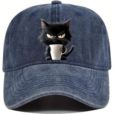 Schattige Kattenprint Baseballpet Is Een Must-Have Voor Dagelijkse Vrije Tijd, Buitenreizen En Zonbescherming black