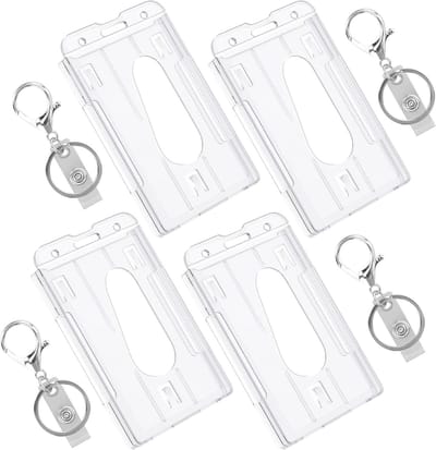 SnelShoppen - ID Card Holder Hard Plastic 4x, Transparante Badgehouder voor ID- en Creditcards, Duurzaam en Veilig, Ideaal voor Kantoor, Beurs en Scho