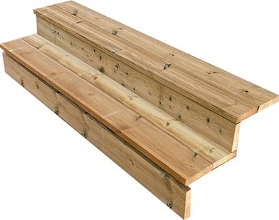 BERLIN Houten Buitentrap - 2 Gesloten Treden 37 cm Hoog - 160 cm Breed