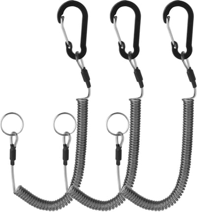 Dailygoods- Sleutelkoord Zwart - Intrekbare Hengelriem - Veiligheidskoord - Hoogwaardig TPU - Lichtgewicht - Robuuste Aluminium Clip - Touw