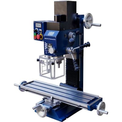 HBM fräsmaskin BF25 – 230 V, 800 W, varvtal 50–3000 rpm, borrkapacitet 25 mm & fräskapacitet 16 mm – kompakt bänkfräs för verkstad