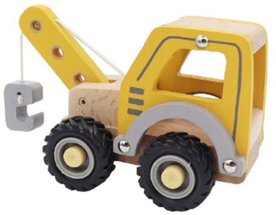 Simply houten kraanwagen speelgoed - kleurrijk kraanvoertuig voor kinderen.