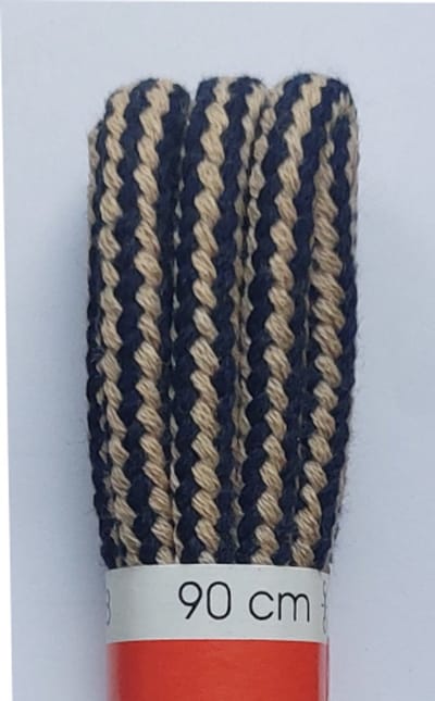 Ronilux Veter - Beige/Zwart - Meerkleurig - Rond - Koord Veters - Lengte 90 cm - Dikte 4 mm - Bergschoen - Wandelschoen - Schoenveter