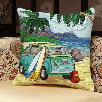 Happy Camper Cartoon Huis Kussensloop kussensloop, dubbelzijdig bedrukt, bankkussen, slaapkamer hoofdeinde kussen 40x40cm
