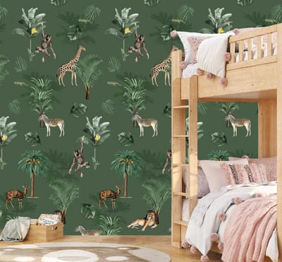 INGK Kinderbehang - Olive & Noah - Jungle Play Green