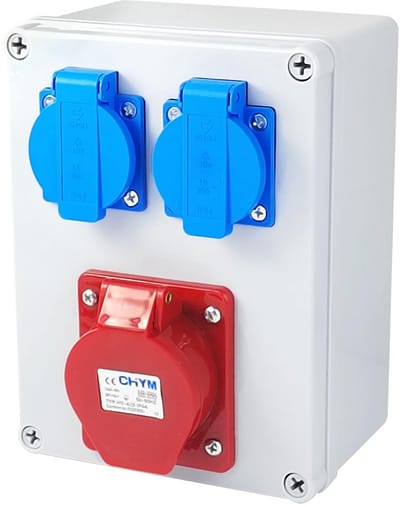 Bouwkoffer Stroomverdeler - Stroomkast Mobiel - Stroom Verdelen - IP44 Waterdicht - 16 A 5P - Wit Rood Blauw