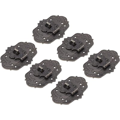6 Stuks Doos Sluiting Gesp Vintage Stijl Duurzaam Stevig Metalen Oppervlak Galvaniseren Roestvrij Wijdverspreid black