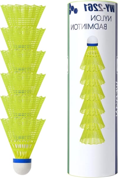 Badminton Shuttlecocks van Nylon, Set van 6 Stuks, Duurzame en Stabiele Shuttlecocks voor Binnen en Buiten Training, Sport en Vrijetijdsbesteding