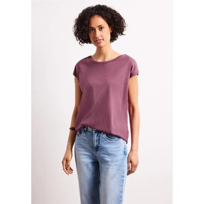 Shirt met boothals en decoratief detail