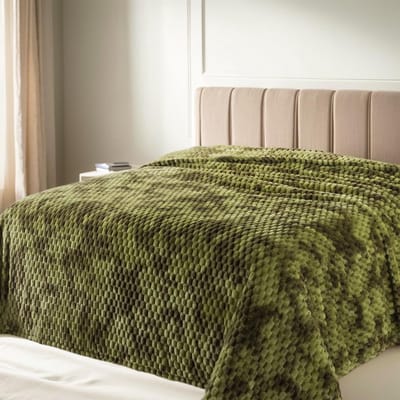 Famanu - Dikke Fleece Deken - Zacht en Warm - 1 stuk - Groene gemengde kleur - 220x240 cm