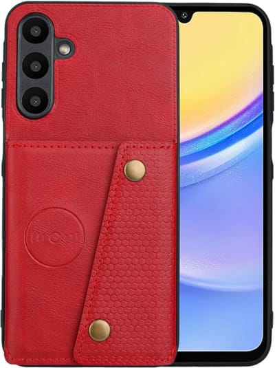Bescherm-Hoes Cover met 4 Pas-vak geschikt voor Samsung Galaxy A37 - A36 - A56 - Rood