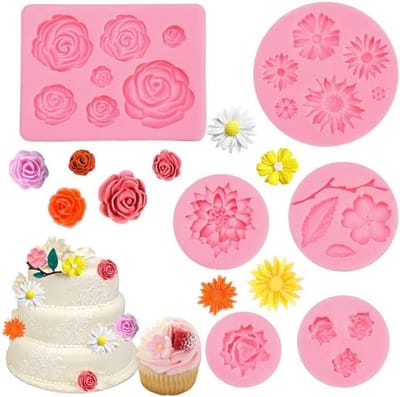 Siliconen vormen voor bloemen en bladeren - Fondantvorm voor snoep en bakken - 3D siliconen vorm voor rozen - Gietvormen voor kaarsen en rozenvormen - Geschikt voor sugarcraft, cupcakes en verjaardagstaarten.