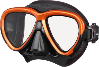 TUSA Intega - Premium snorkelmasker & duikbril van hypoallergeen siliconen met breed gezichtsveld en 3D SYNQ pasvorm - Zwart/Orange - M2004QB EO
