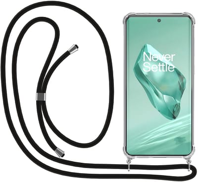 Smartphonica Telefoonhoesje Geschikt voor OnePlus 12 met Koord en Stootrand - Hoesje met Telefoonkoord - TPU Backcover Case Shockproof met Lanyard - Transparant geschikt voor OnePlus 12
