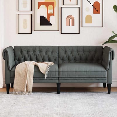 vidaXL - Tweezitsbank - Chesterfield-stijl - stof - donkergrijs