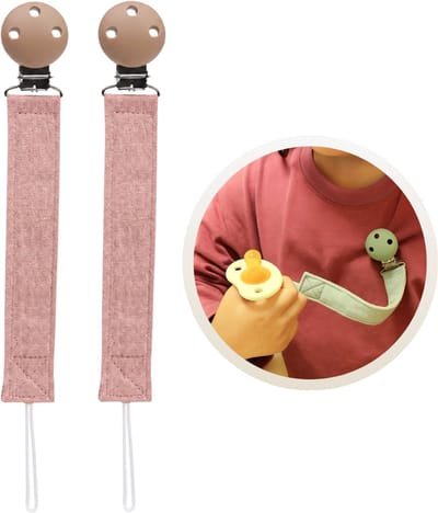 Funnies Speenkoord 2-Pack Caramel - Speenkoorden - Speenlint - Fopspeenkoord - Fopspeenhouder - Baby Accessoires - Speenketting - Voor Jongens en Meisjes - Kinderwagen - Set van 2 Stuks - Kleding - Veilig - Duurzaam - Handig