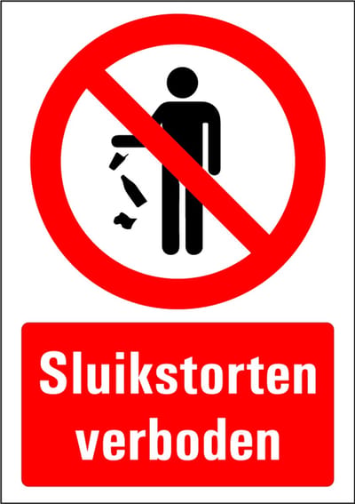 Sluikstorten verboden bord - kunststof 210 x 297 mm