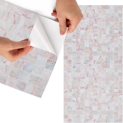 Tulup Meubelfolie - Pastel mozaïek Decoratiefolie Zelfklevend - 65x130 cm - Beige Meubelfolie - Decoratiefolie - Minimalist Meubelfolie - Meubel Wrap Folie - Woonkamer decoratie - Texturen