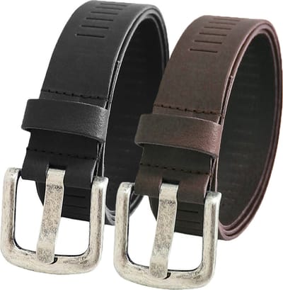 Landley Leren Geperforeerde Riemen Voordeelset - Duopack met 2 riemen - Breedte 4 cm - Dames en Heren - Echt Leer - Zwart en Bruin - Lengte totaal 105 cm / Riemmaat 85