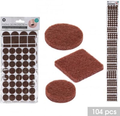 Naturn Living™ Anti kras vilt hout look vloerbescherming zelfklevend voor meubels - 104 stuks | Stoelpoot beschermers | Stoelpoot viltjes | Bruin