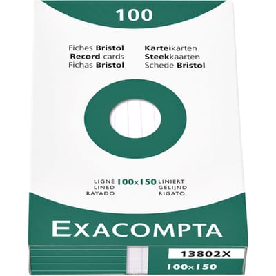 Systeemkaart Exacompta 100x150mm lijn wit 100 stuks
