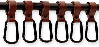 Brute Strength – Multifunctionele klittenband haak - Cognac - 6 stuks - Tassenhaak - Stroller straps – Buggy haak - Tassenhanger - Kinderwagen Tashaak – Buggy accessoires - Karabijnhaak - Golf handdoek haak - Musketonhaak