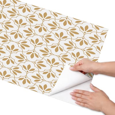 Coloray Meubel Wrap Folie - Wit Meubelfolie - 50x100 cm - Meubelfolie Zelfklevend Klassiek patroon - Wrapfolie Keuken - Klassiek Meubelfolie - Decoratiefolie - Tafeldecoratie - Achtergronden en patronen