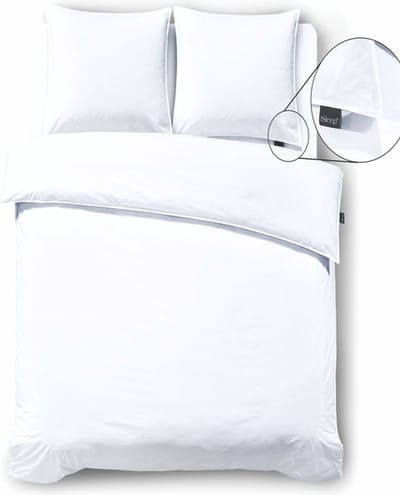 iSleep Dekbedovertrek Perkal - Eenpersoons - 140x200/220 cm - Wit