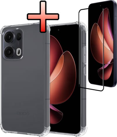 Hoesje - Met Screenprotector - Geschikt voor Oppo Reno 13 Pro - Sterk & Shockproof - Siliconen Case - Back Cover - Telefoon Hoes - Shock Proof - Transparant