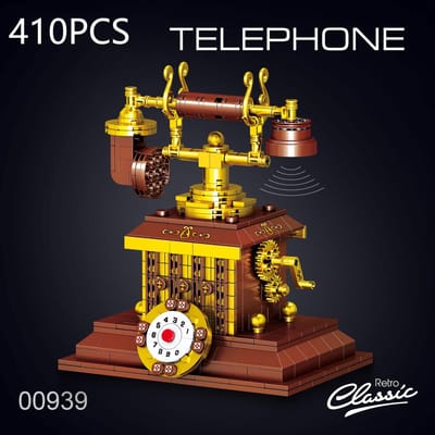 410 STUKS Retro Telefoon Bouwstenen Vintage Telefoon Bakstenen Speelgoed Klassieke Bureau Decoratie Vakantiecadeaus voor Kinderen brown