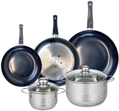 Set van 3 Kookpannen 20, 24 en 28 cm en 2 braadpannen 14 en 20 cm Elo Prima Brillant