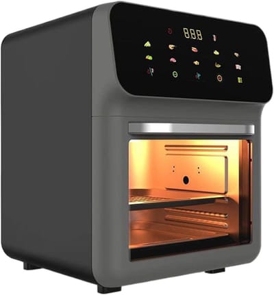 Airfryer Broodroosteroven - Heteluchtoven Keukenapparaat - Gezinsmaaltijden Bereiden - Dubbele Temperatuurzone - 15L - Zwart