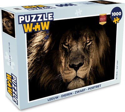 Puzzel Leeuw - Dieren - Zwart - Portret - Legpuzzel - Puzzel 1000 stukjes volwassenen